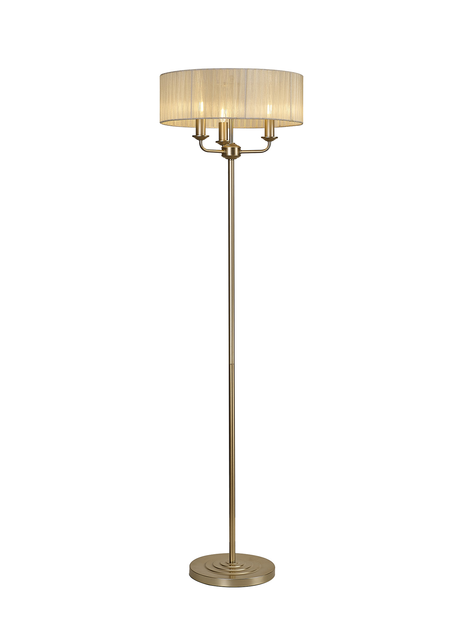 DK0993  Banyan 45cm 3 Light Floor Lamp Champagne Gold, Cream